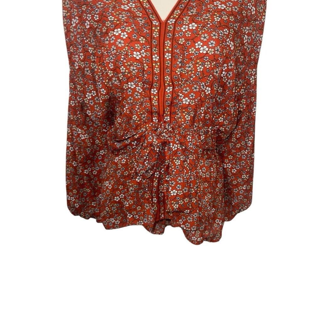 MAX STUDIO Women's Size Small Floral Tie Front Blouse - Picture 5 of 12